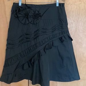 BCBG A-line skirt beautiful appliqué design black skirt